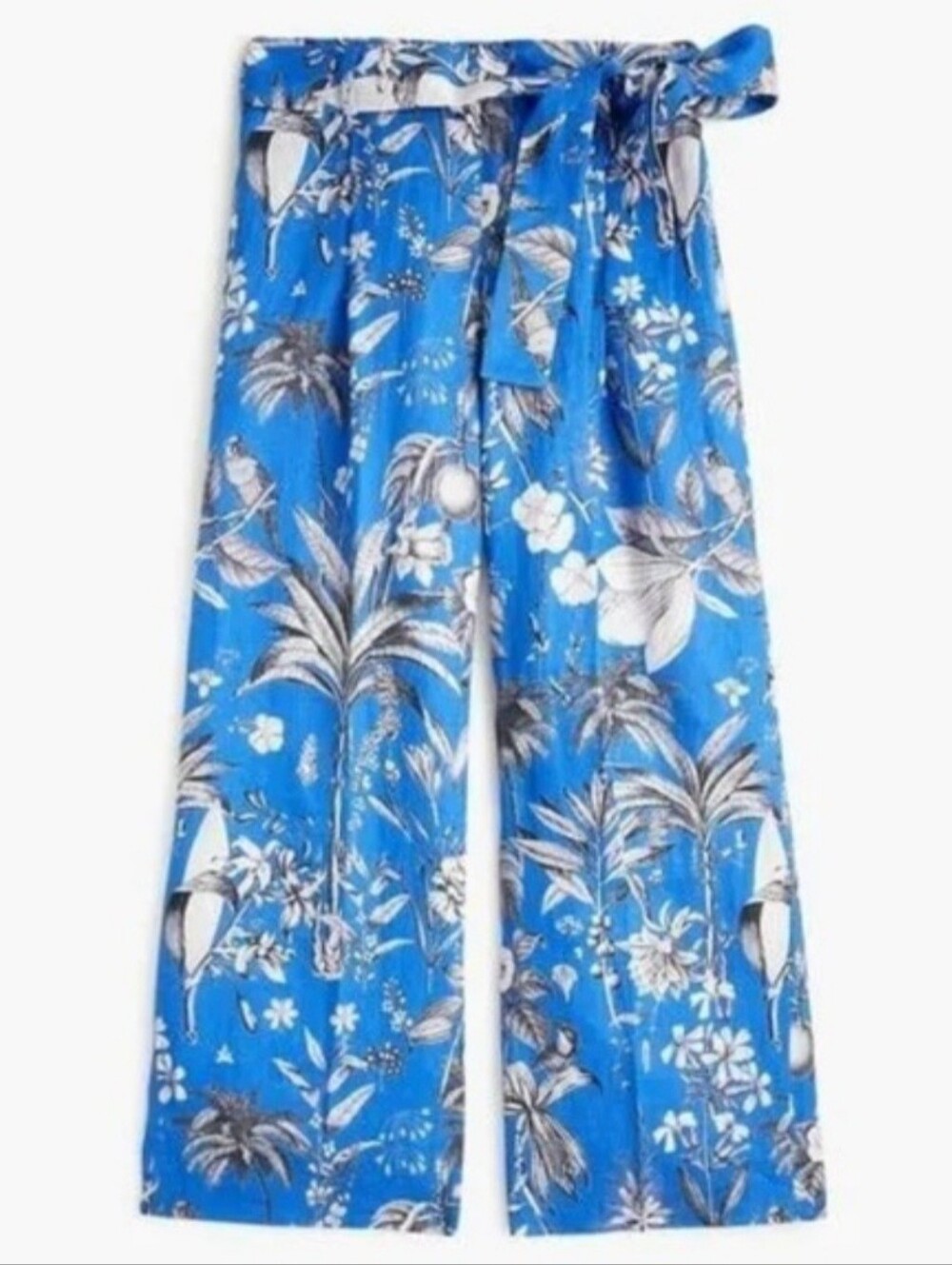J Crew Italian Linen Wide Leg Pants Blue XXS